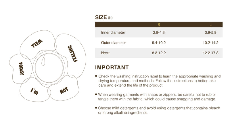 Size chart for I’m Not Feeling Well Today