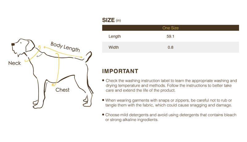 Size chart for “The Laguna Wave” Leash