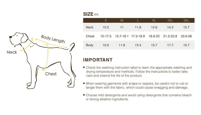 Size chart for The Hamptons