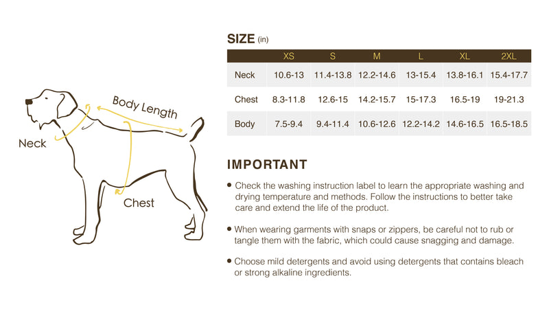 Size chart for Paris in the rain