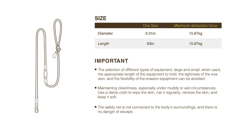 Size chart for The Heritage leash