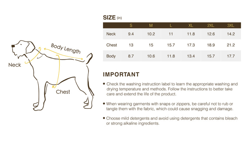 Size chart for Sugar Baby